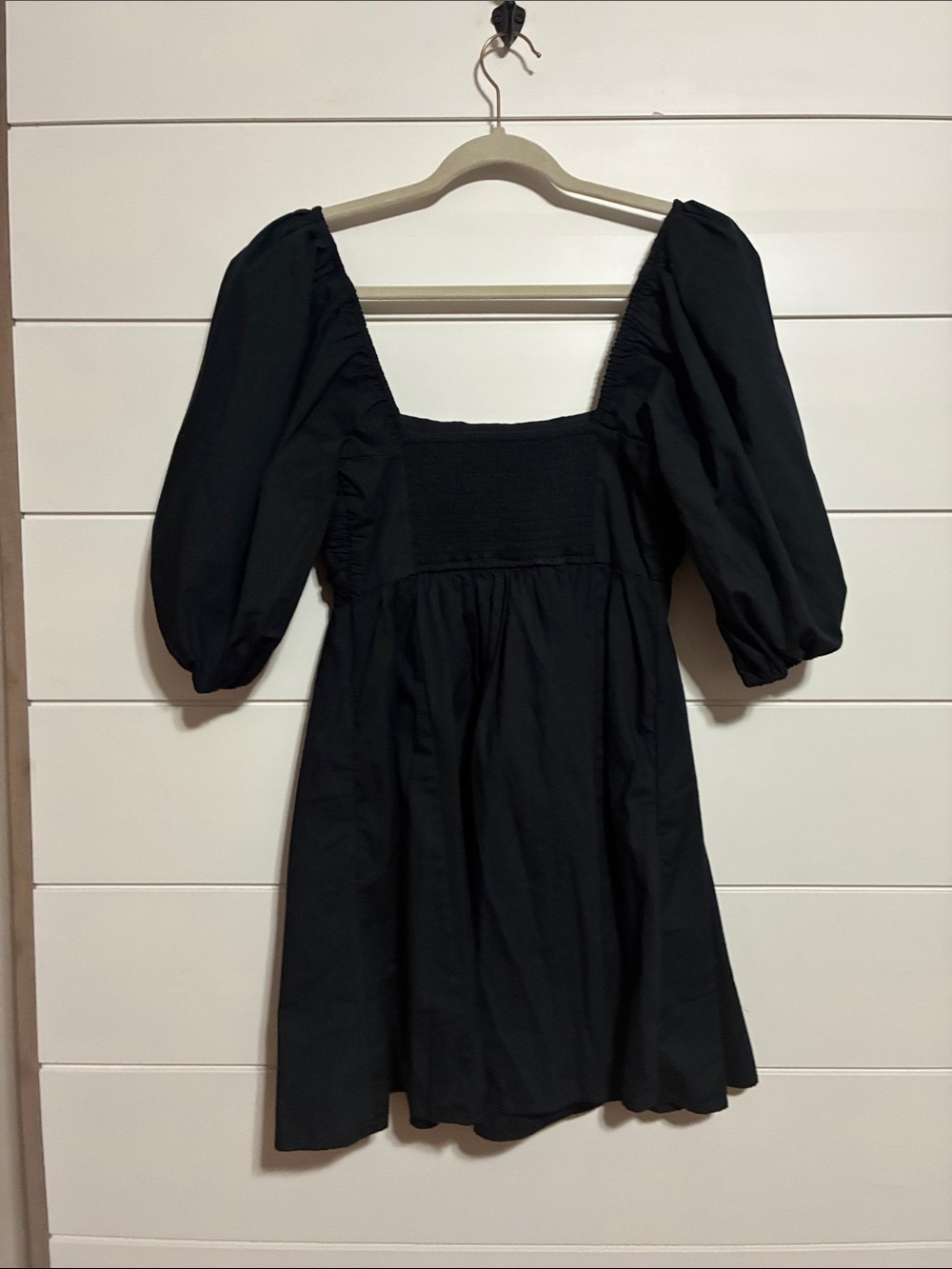 Abercrombie and fitch size S Black Square-Neck Puff Sleeve Mini Dress - Picture 6 of 6